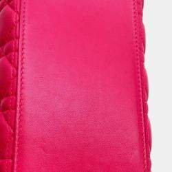 Pre Owned Dior  Pink Leather Medium Lady Dior Cannage Satchel Bag 