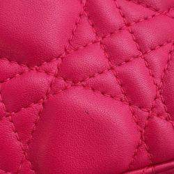Pre Owned Dior  Pink Leather Medium Lady Dior Cannage Satchel Bag 