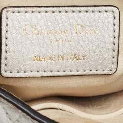 Pre Owned Dior Silver Cannage Leather Small Supple Lady Dior Tote