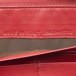 Dior Red Cannage Patent Leather Lady Dior Zip Around Wallet