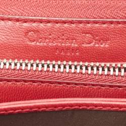 Dior Red Cannage Patent Leather Lady Dior Zip Around Wallet
