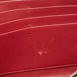 Dior Red Cannage Patent Leather Lady Dior Zip Around Wallet