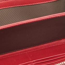 Dior Red Cannage Patent Leather Lady Dior Zip Around Wallet