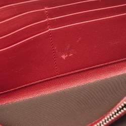 Dior Red Cannage Patent Leather Lady Dior Zip Around Wallet