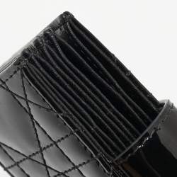 Pre Owned Dior Black Cannage Patent Leather Lady Dior 5 Gusset Card Holder