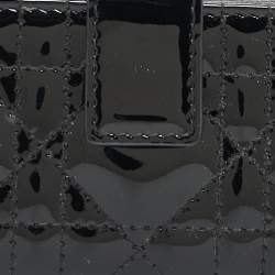 Pre Owned Dior Black Cannage Patent Leather Lady Dior 5 Gusset Card Holder