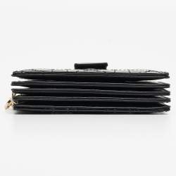 Pre Owned Dior Black Cannage Patent Leather Lady Dior 5 Gusset Card Holder
