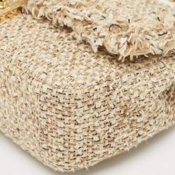 Pre Owned Dior Gold/Beige Tweed Medium Miss Dior Flap Bag