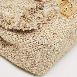 Pre Owned Dior Gold/Beige Tweed Medium Miss Dior Flap Bag