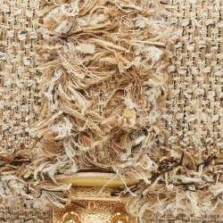 Pre Owned Dior Gold/Beige Tweed Medium Miss Dior Flap Bag