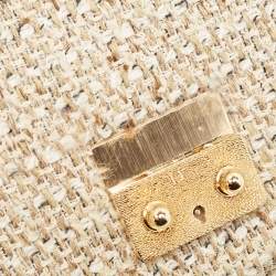 Pre Owned Dior Gold/Beige Tweed Medium Miss Dior Flap Bag