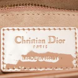 Pre Owned Dior Dusty Pink Cannage Patent Leather Medium Lady Dior Tote