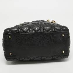 Pre Owned Dior Black Cannage Leather Medium Soft Lady Dior Tote