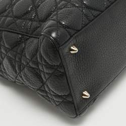 Pre Owned Dior Black Cannage Leather Medium Soft Lady Dior Tote