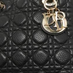 Pre Owned Dior Black Cannage Leather Medium Soft Lady Dior Tote