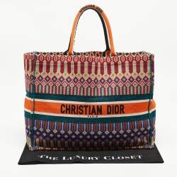 Pre Owned Dior Multicolor Embroidered Canvas Large Book Tote