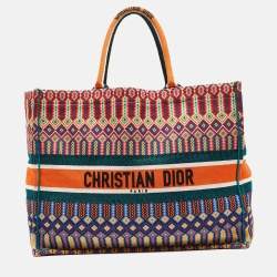 Pre Owned Dior Multicolor Embroidered Canvas Large Book Tote