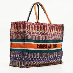 Pre Owned Dior Multicolor Embroidered Canvas Large Book Tote