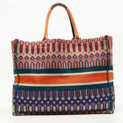 Pre Owned Dior Multicolor Embroidered Canvas Large Book Tote