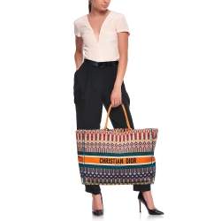 Pre Owned Dior Multicolor Embroidered Canvas Large Book Tote
