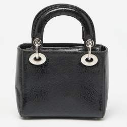 Dior Deep Green Crackled Leather Mini Chain Lady Dior Tote