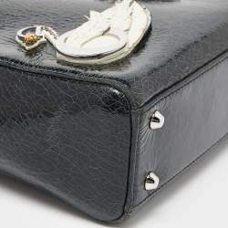Dior Deep Green Crackled Leather Mini Chain Lady Dior Tote