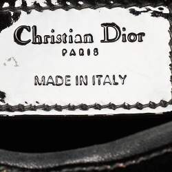 Pre Owned Dior Black Cannage Patent Leather Medium Lady Dior Tote