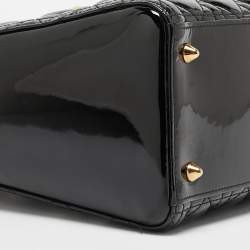Pre Owned Dior Black Cannage Patent Leather Medium Lady Dior Tote