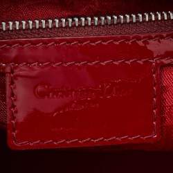 Pre Owned Dior Red Cannage Patent Leather Large Lady Dior Tote