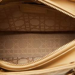 Pre Owned Dior Beige Cannage Quilted Leather Medium Lady Dior Tote