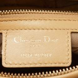 Pre Owned Dior Beige Cannage Quilted Leather Medium Lady Dior Tote