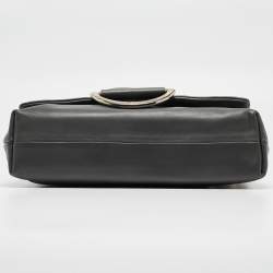 Pre Owned Dior Dark Grey Leather Small Demi Lune Flap Bag