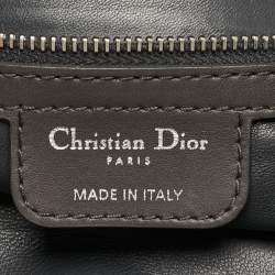 Pre Owned Dior Dark Grey Leather Small Demi Lune Flap Bag