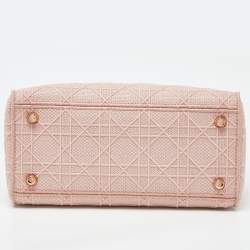 Pre Owned Dior Pink Cannage Embroidered Canvas Medium Lady D-Lite Tote