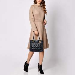 Pre Owned Dior Black Cannage Patent Leather Vintage Tote