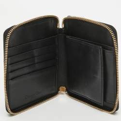 Dior Black Cannage Leather Lady Dior Voyageur Compact Wallet