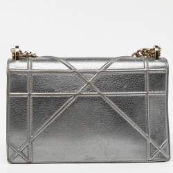 Pre Owned Dior Metallic Leather Medium Diorama Flap Shoulder Bag