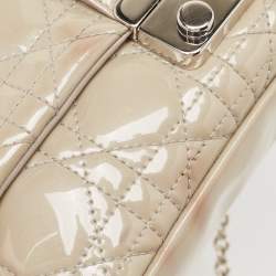 Pre Owned Dior Grey Cannage Patent Leather Miss Dior Promenade Chain Pouch