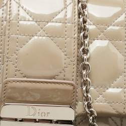Pre Owned Dior Grey Cannage Patent Leather Miss Dior Promenade Chain Pouch