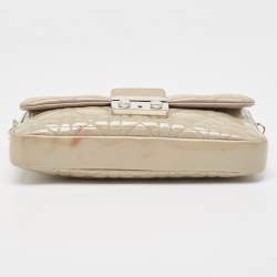 Pre Owned Dior Grey Cannage Patent Leather Miss Dior Promenade Chain Pouch