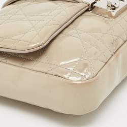Pre Owned Dior Grey Cannage Patent Leather Miss Dior Promenade Chain Pouch
