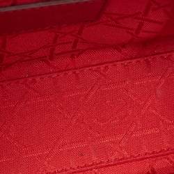Pre Owned Dior Red Cannage Patent Leather Mini Lady Dior Tote