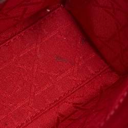 Pre Owned Dior Red Cannage Patent Leather Mini Lady Dior Tote