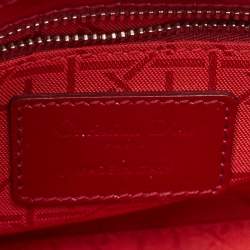 Pre Owned Dior Red Cannage Patent Leather Mini Lady Dior Tote