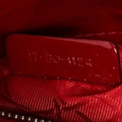 Pre Owned Dior Red Cannage Patent Leather Mini Lady Dior Tote