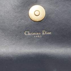 Dior Navy Blue/Beige Oblique Canvas Saddle Chain Pouch