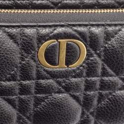 Pre Owned Dior Black Cannage Leather Caro Double Pouch Bag
