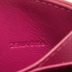 Pre Owned Dior Pink Cannage Patent Leather Lady Dior 5 Gusset Card Holder