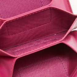 Pre Owned Dior Pink Cannage Patent Leather Lady Dior 5 Gusset Card Holder