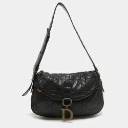 Dior Black Cannage Leather Flap Shoulder Bag